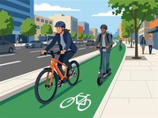 Illustration depicting e-bike and e-scooter safety