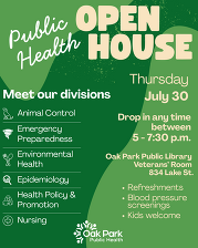 July 30, 2026 Public Health Open House infographic