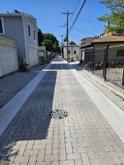 Newly laid brick in an alley that was included in the 2026 alley improvement program