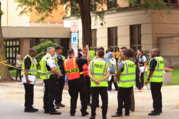 Police and Fire personnel participate in an emergency management exercise at OPRF High School.
