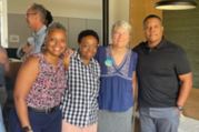 Village Manager Kevin Jackson with Katirina Thompson, Cassandra West and Susan Buchanan at an OPCAN panel discussion.