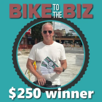 Bike to the Biz Bike Bucks winner Terry Lavery