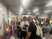 Community members attend a Shape Oak Park information session at the Community Recreation Center.