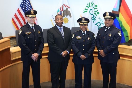 Commander Rodney Hill with fellow command staff members at his swearing-in ceremony