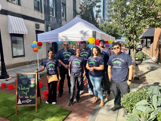 Parking Services staff at the 2026 Park(ing) Day event in Downtown Oak Park.