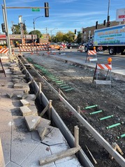 Construction work at the intersection of Austin Boulevard and North Avenue in 2026.