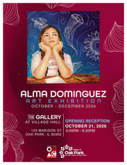 Updated graphic with information about Alma Dominguez's art installation reception at Village Hall
