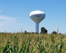 water tower with moon