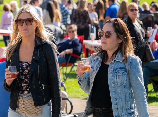 Two women with wine glasses