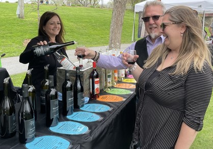 wine poured for couple 