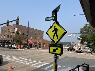 Downtown traffic signal installation & pedestrian signals at main & washington