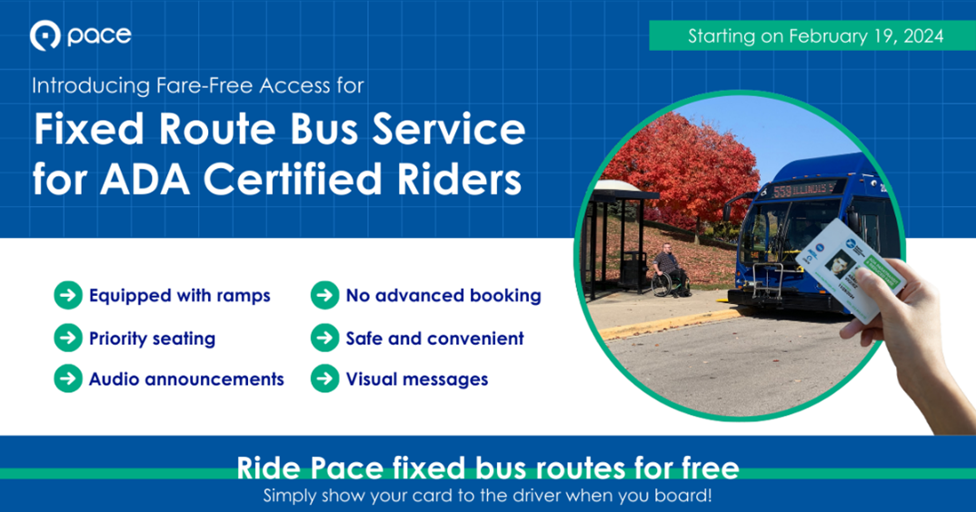 Image with text promoting free fares for Paratransit riders