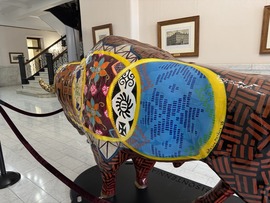 The City of Peoria's beautifully painted bison sculpture sits on the first floor of City Hall.