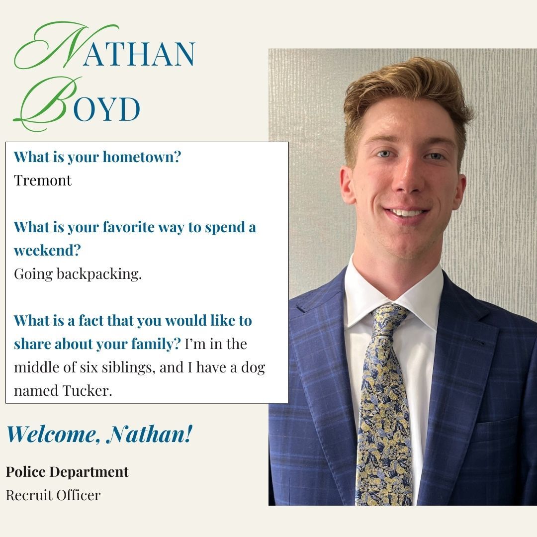 The City of Peoria welcomes police recruit officer Nathan Boyd to the city.