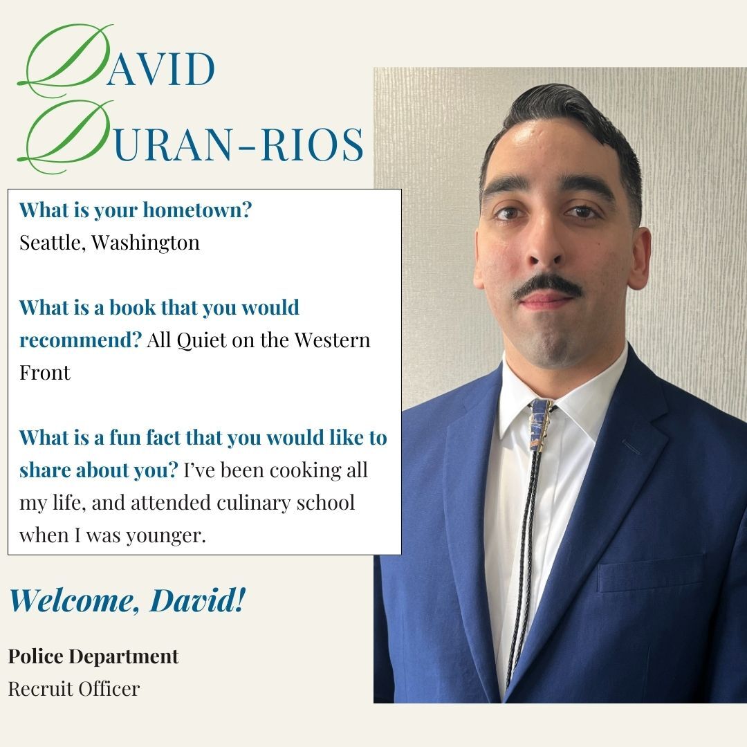 The City of Peoria welcomes police recruit officer David Duran-Rios to the city.