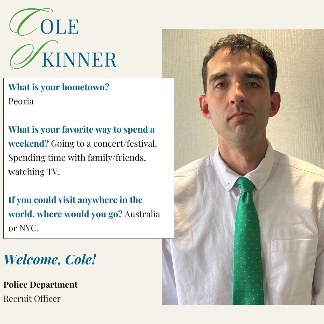 The City of Peoria welcomes police recruit officer Cole Skinner to the city.
