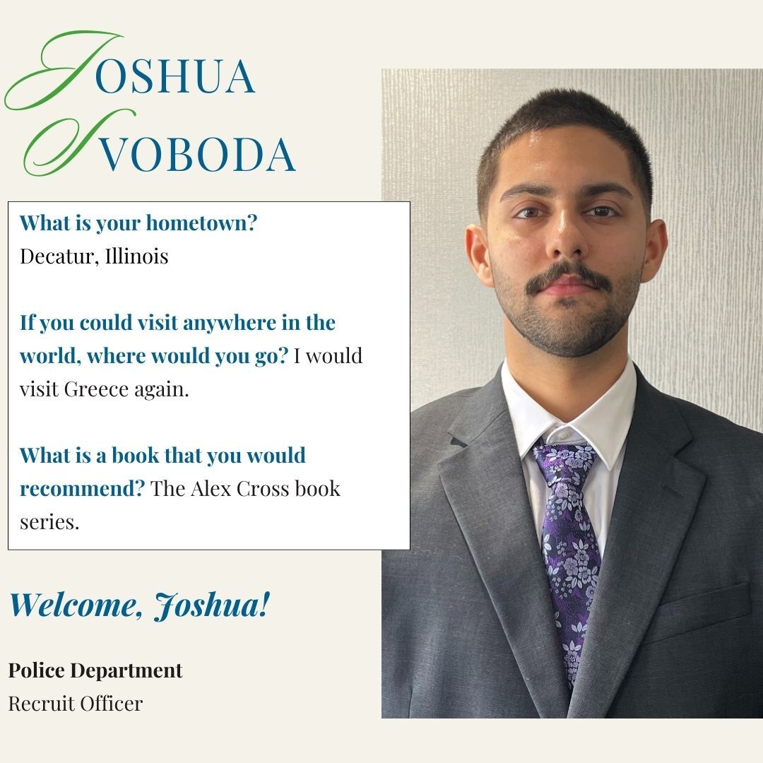 The City of Peoria welcomes police recruit officer Joshua Svoboda to the city.