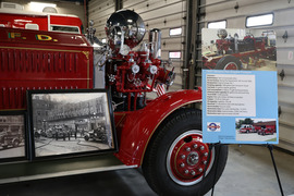 A 1931 Ahrens-Fox Engine Pumper from Wheels O' Time Museum that was used by the department in the mid-20th century 