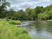 DuPage River with River Closed Signage
