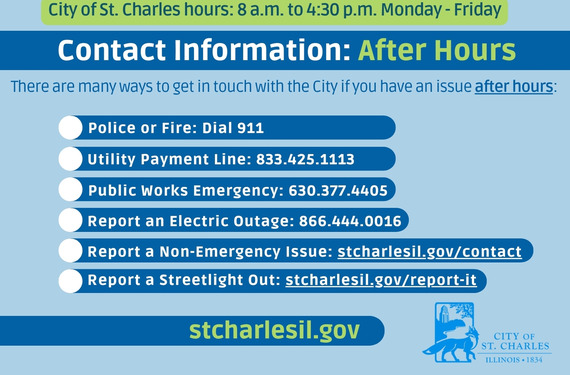 Contact information for the City of St. Charles.