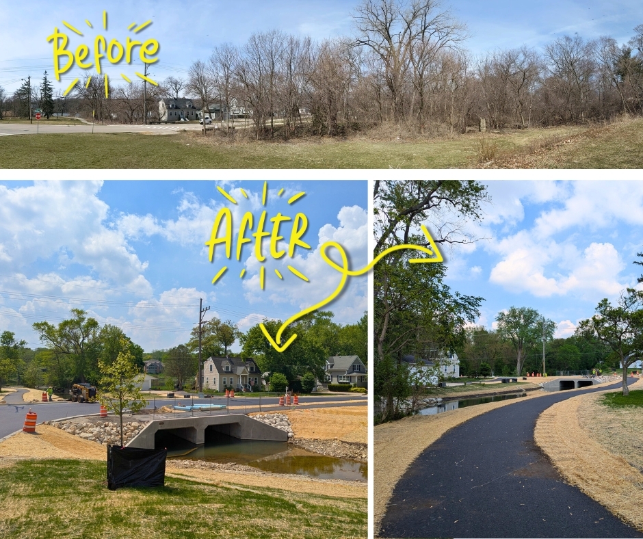 Before and after graphic of the culvert replacement project.