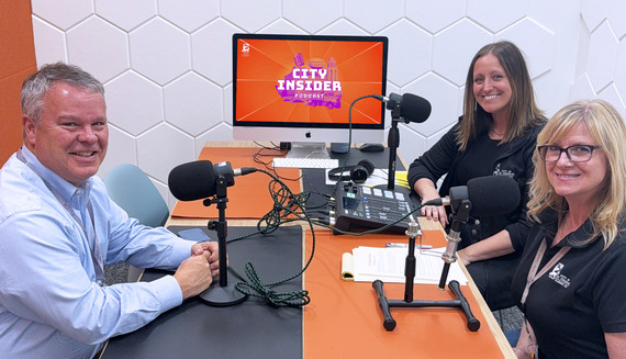 Mayor Clint Hull sits down with podcast hosts from the City's communications department.