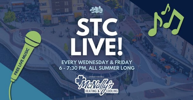 A graphic with music notes and a microphone with event details written.