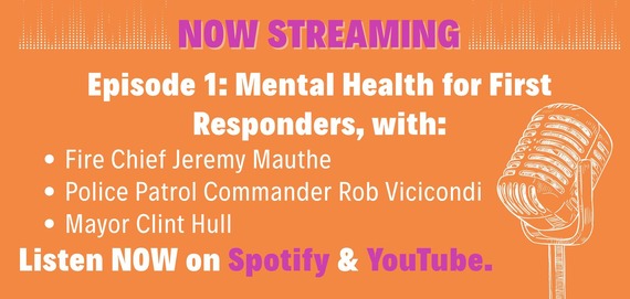 Orange graphic with white words promoting episode 1 of the podcast.