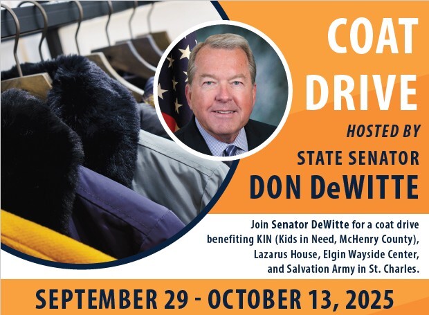 Graphic with a photo of Senator Don DeWitte and coats