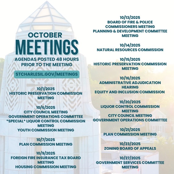 October public meetings dates with the City Hall tower behind them.
