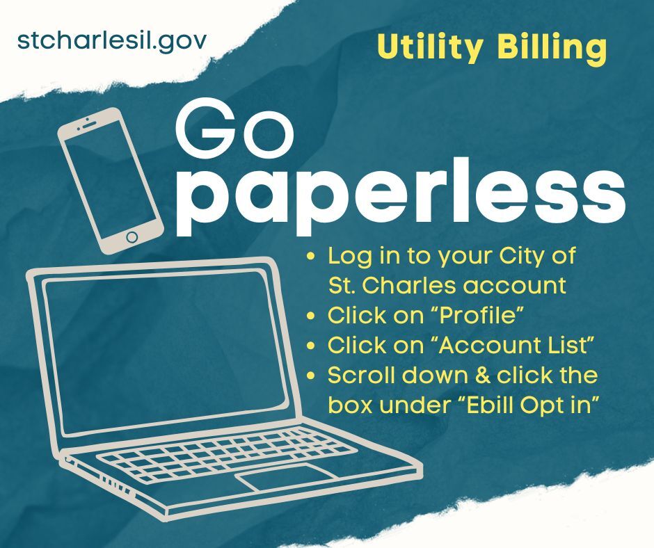 A graphic of a computer and smartphone reminding resident to go paperless with billing.