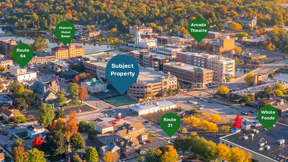 aerial view of downtown St. Charles