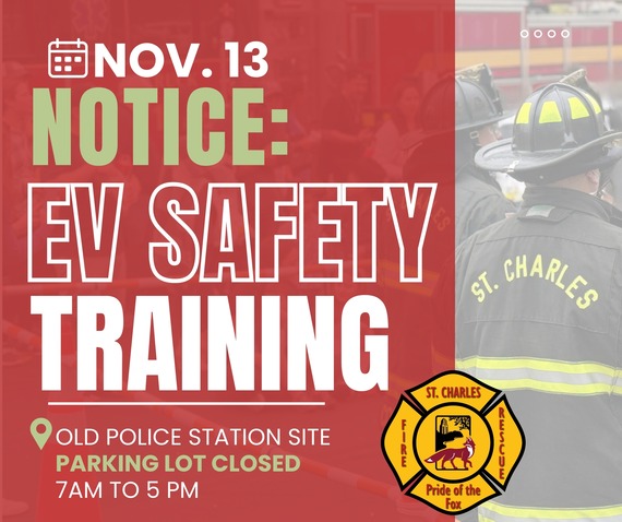 A graphic alerting people that the parking lot by old police station site will be closed in November for firefighter training.