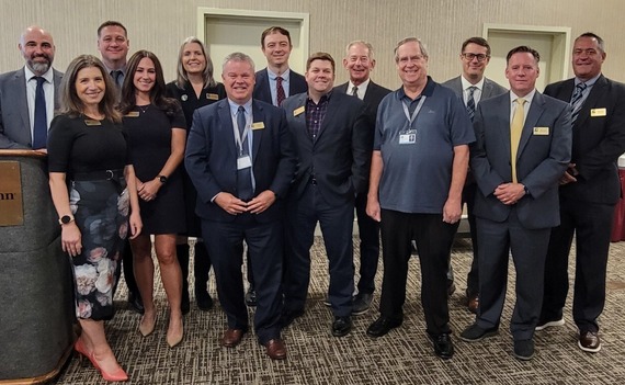 Group shot of City staff, council members, City Administrator, police chief and the mayor attending the Chamber City Update event.