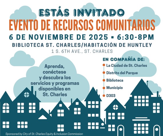 Graphic with information in Spanish about a community resources event.