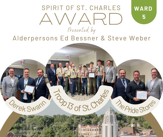 three circles with images of the award recipients and alderpersons.