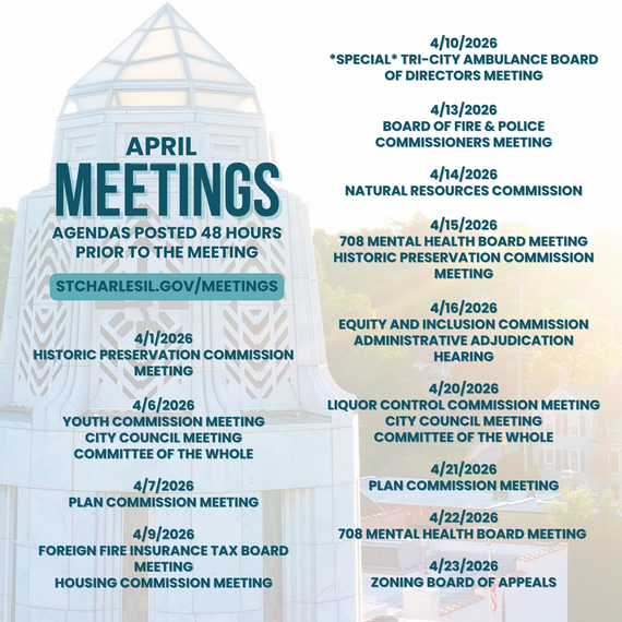 A meeting graphic with a photo of the municipal tower in the background.