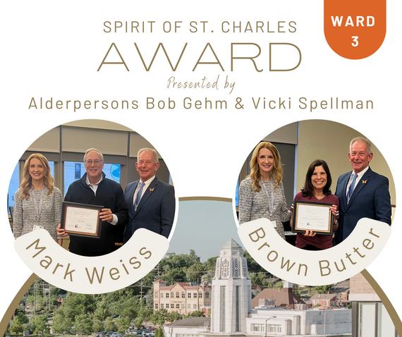 Spirit award winners for Ward 3 feature in circular images with another image of the Municipal building.