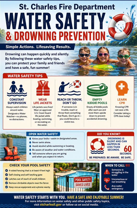 A flyer that has information about Water Safety.