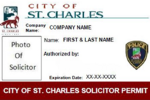 An ID card that shows what a solicitor must have with him or her when going door to door in neighborhoods.