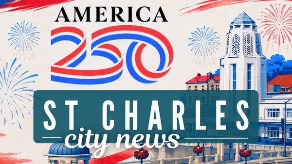 City Hall tower with fireworks and the bridge in the foreground using patriotic colors and the number 250