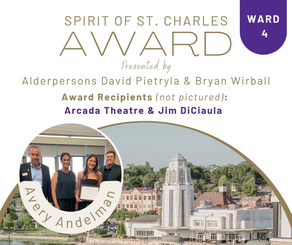 An award with two alderpersons and the recipient featured.