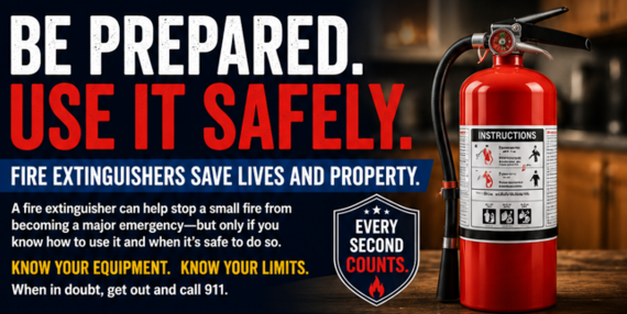 A graphic that identifies fire extinguisher safety.