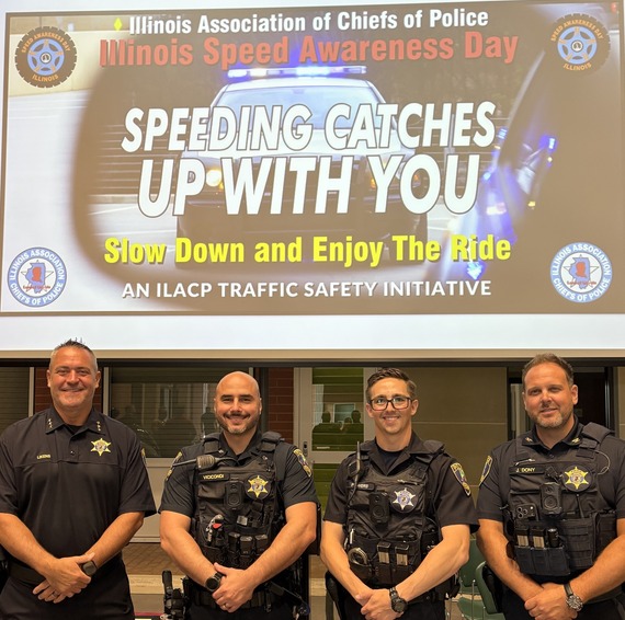 Officers of the St. Charles Police Department participate in Illinois Speeding Awareness Day.