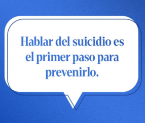 A graphic with messaging about suicide prevention in Spanish.