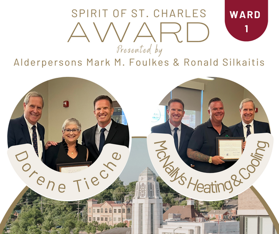 A graphic for the Spirit Awards with the recipients of the Ward 1 awards.
