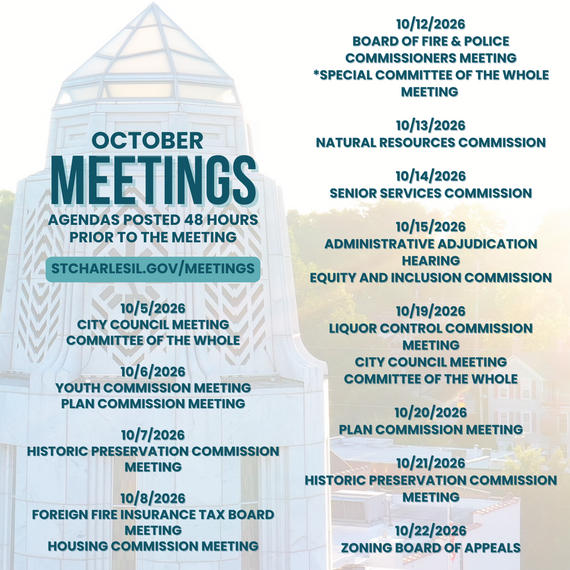 Meetings Graphic with municipal building in the background.