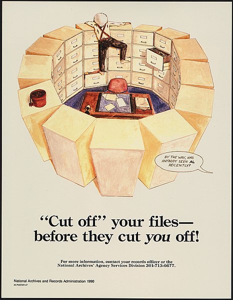 NARA "Cut Off Your Files" Poster, 1990