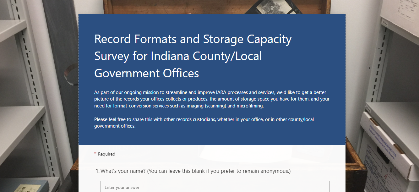 Records Format and Storage Capacity Survey