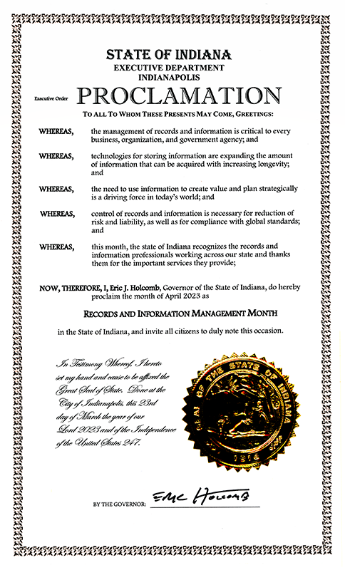 Records and Information Management Month Proclamation